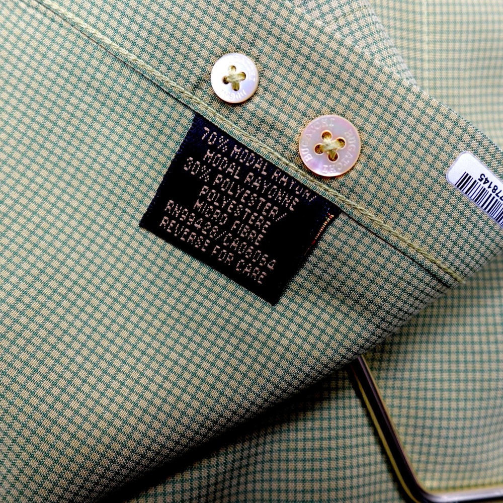 Bugatchi Uomo Button Down Micro Check Mens L Green - image 5
